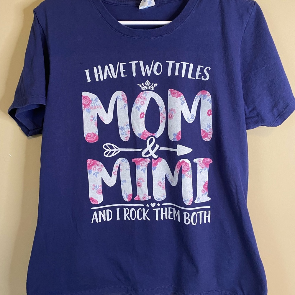 Blue Short Sleeve Tee with Bold Text Design